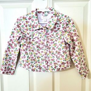 Children's Place White Denim Floral Snap Button Jacket Toddler Girls 3T